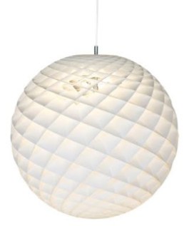 Patera – Louis Poulsen  The pendant is a glowing sphere built up of small diamond-shaped cells. Each cell is carefully designed to capture light and to shield the light source from the viewing angles above 45 degrees. 