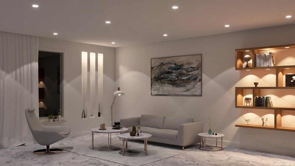 bad lighting design, the lighting blog, luxury lighting design, Suraj Francis, lighting designer, image with downlight showing bad lighting effect, living room renders,